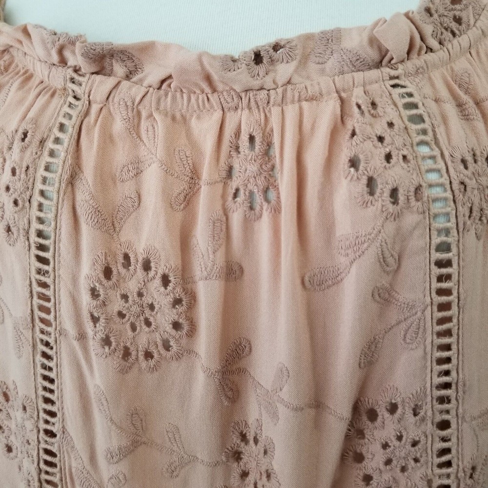 Nicole Miller Artelier Floral Eyelet Mini Dress Terracotta Pink Boho Small - Picture 6 of 14